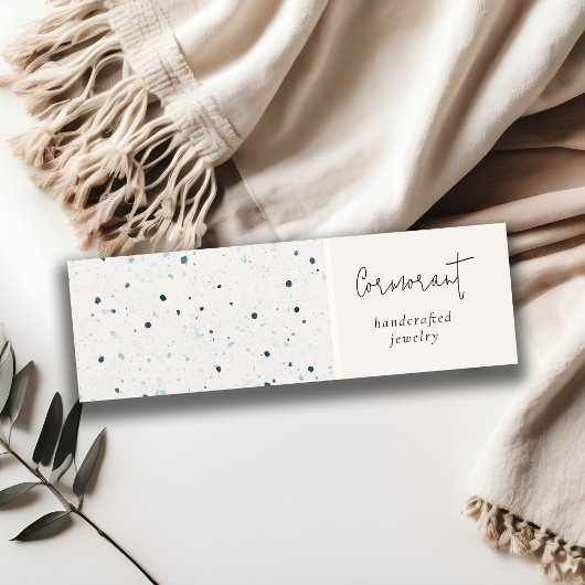 シックな斑点のある青い白いテクスチャイヤリングホルダー スキニー名刺