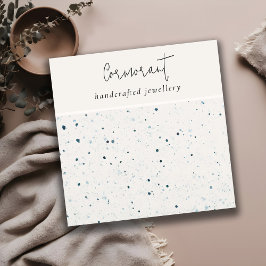 シックな斑点のある青い白いテクスチャイヤリングホルダー スクエア名刺