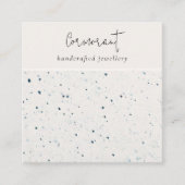 シックな斑点のある青い白いテクスチャイヤリングホルダー スクエア名刺 (正面)