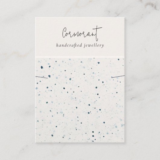 シックな斑点のある青い白いテクスチャネックレスディスプレイ 名刺 (正面)