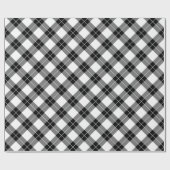 シックな斜め白黒の格子模様 ラッピングペーパー (フラット)