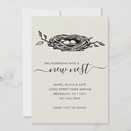 シックな新しいネストホームアドレスの変更の写真の移動 案内状 (正面)