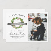 シックな新しいホームフォーザホリデーズリースフォトムービング 案内状 (正面/裏面)