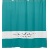 シックな新婚ミセス・トロピカルグリーンモノグラム シャワーカーテン (正面)