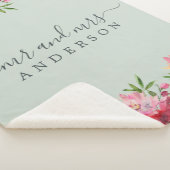 シックな新婚ミセス・ピンク・フローラ・モノグラム シェルパブランケット (3/4)