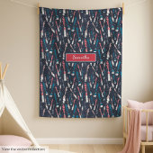 シックな新学期毛布と名前をカスタムする フリースブランケット