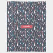 シックな新学期毛布と名前をカスタムする フリースブランケット (正面)