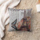 シックな新聞プリントフランスのパリエッフェルタワー クッション (ブランケット)