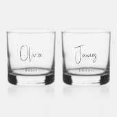 シックな新郎新婦結婚ズ ウイスキーグラス (正面)