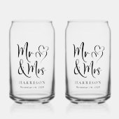 シックな新郎新婦結婚氏 ガラス缶 (正面)