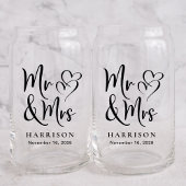 シックな新郎新婦結婚氏 ガラス缶