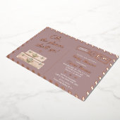 シックな旅行バラ金ゴールドがベビーシャワーに行く 箔招待状 (回転した状態)