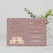 シックな旅行バラ金ゴールドがベビーシャワーに行く 箔招待状 (立ち正面)