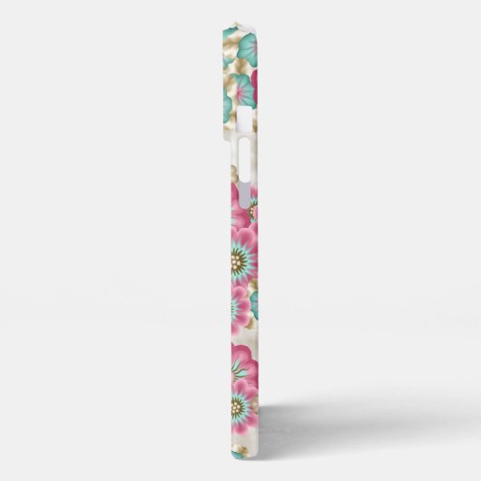 シックな日本の抽象芸術の花アートパターン iPhoneケース (左側面)