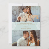 シックな明るいミントフェイク金ゴールドスクリプト写真ありがとう サンキューカード (裏面)