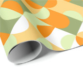 シックな明るい緑のサニーオレンジサークルのアートパターン ラッピングペーパー (ロールコーナー)