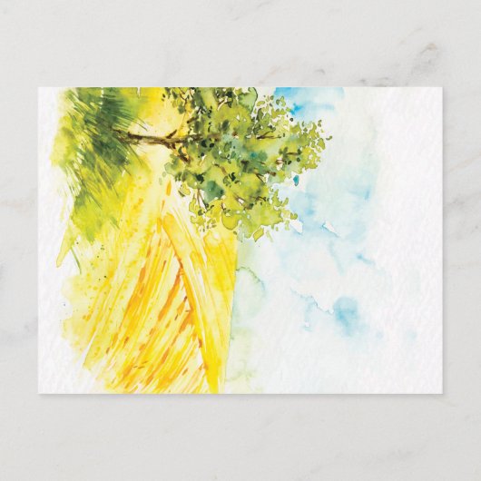 シックな明るい黄色の農地の風景結婚の数 案内ポストカード (裏面)