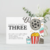 シックな映画ナイトシネマウォッチパーティー子供の誕生日 招待状 (スタンド正面)