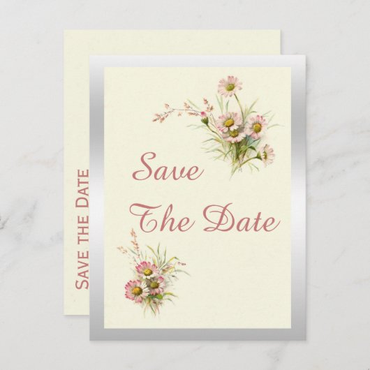 シックな春の花21st誕生日の日付を保存 案内ポストカード (正面/裏面)