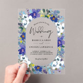 シックな春ほこりっぽいブルーパープル結婚フローラ アクリル招待状 (インサイチュ (ポータブル))