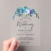 シックな春ダスティブルーパープル結婚フローラのアーチ アクリル招待状 (インサイチュ (ポータブル))