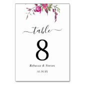 シックな春ピンクパープルウォーターフローラ結婚ズ テーブルナンバー (裏面)
