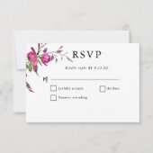 シックな春夏のピンク色の紫の結婚水色 出欠カード (正面)