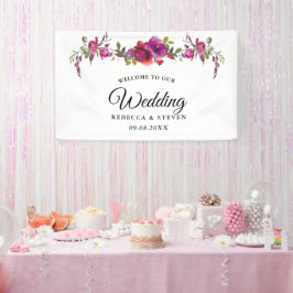 シックな春夏のピンク色の紫の結婚水色 横断幕