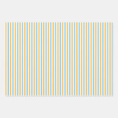 シックな暖かい黄色とスカイブルーのストライプ ラッピングペーパーシート (正面3)