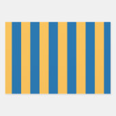 シックな暖かい黄色と青のパターストライプのン ラッピングペーパーシート (正面)