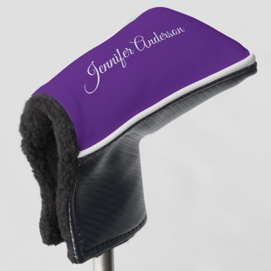 シックな書エレガント道王室の紫パーソナライズされた ゴルフヘッドカバー (3/4 正面)