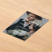 シックな書クラシック跡の写真結婚の アクリル招待状 (レイダウン)