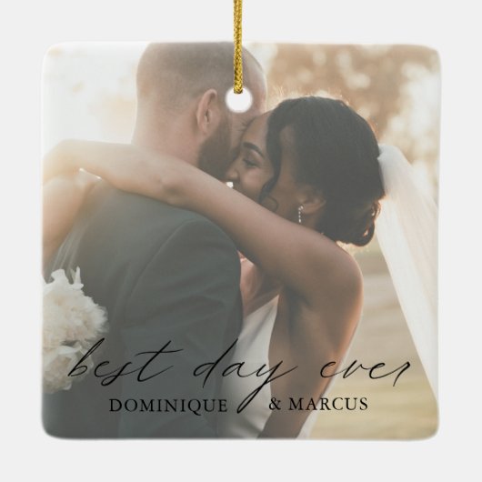 シックな書シンプル道の写真エレガント新婚 セラミックオーナメント (裏面)