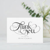 シックな書パーソナライズされた跡結婚文字 サンキューカード (スタンド正面)