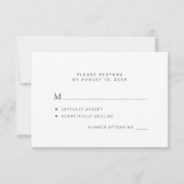 シックな書結婚道の親切な回答予算RSVP ノートカード (裏面)