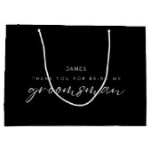 シックな書道ありがとうGroomsman ラージペーパーバッグ (裏面)