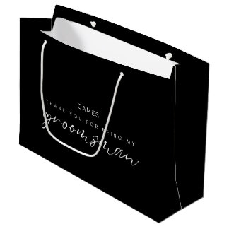 シックな書道ありがとうGroomsman ラージペーパーバッグ