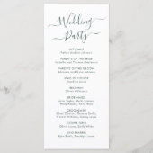 シックな書道のセージ結婚グリーンの儀式 プログラム (裏面)