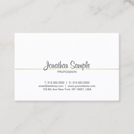 シックな書道の原稿の金ゴールドのデザインの豪華なトレンディー 名刺 (正面)