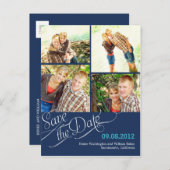 シックな書道の日付はがきを保存する – 海軍 案内ポストカード (正面/裏面)