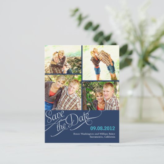 シックな書道の日付はがきを保存する – 海軍 案内ポストカード (スタンド正面)