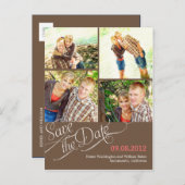 シックな書道の日付はがきを保存する – 茶色 案内ポストカード (正面/裏面)