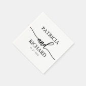 シックな書道の白黒結婚の スタンダードカクテルナプキン (角)