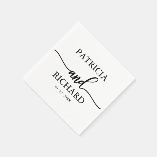 シックな書道の白黒結婚の スタンダードカクテルナプキン (角)