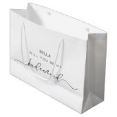 シックな書道の花嫁 ラージペーパーバッグ (正面アングル)