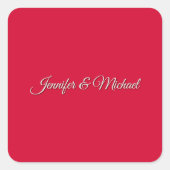 シックな書道エレガントさくらんぼレッドパーソナライズされた スクエアシール (正面)