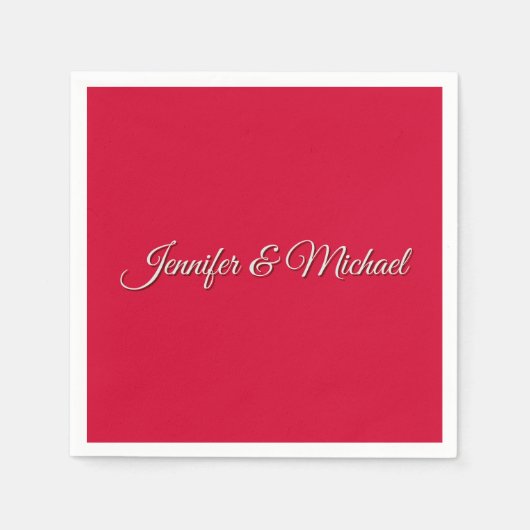 シックな書道エレガントさくらんぼレッドパーソナライズされた スタンダードカクテルナプキン (正面)