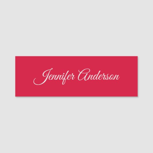 シックな書道エレガントさくらんぼレッドパーソナライズされた 名札 (正面)