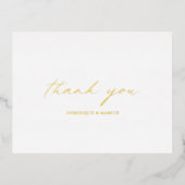 シックな書道エレガントな結婚式ありがとう金ゴールド 箔招待状ポストカード (正面)