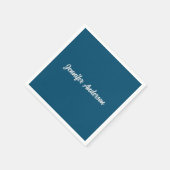 シックな書道エレガント海ブルーパーソナライズされた スタンダードカクテルナプキン (角)